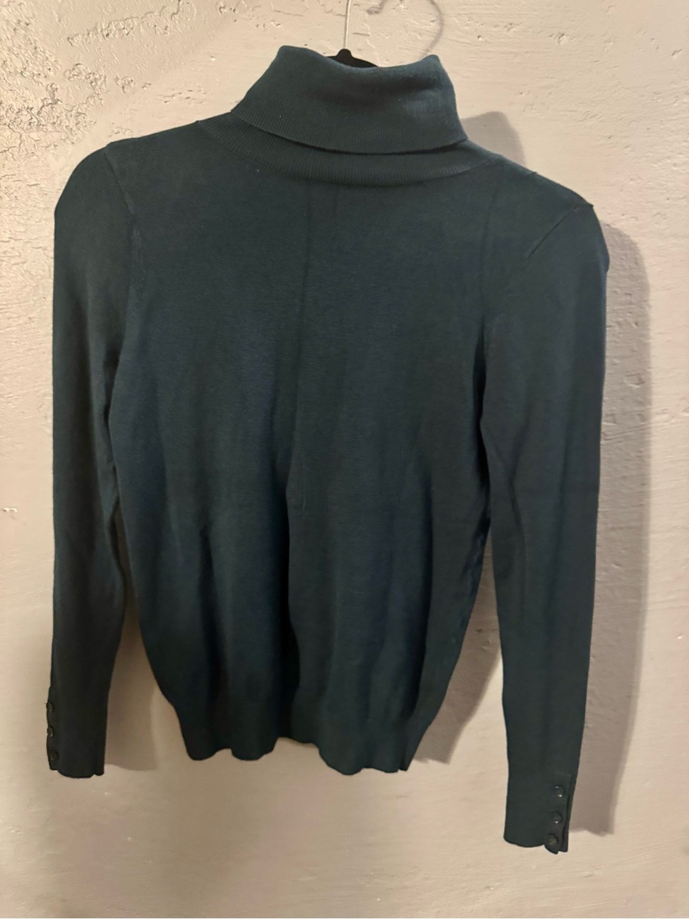 Ann Taylor Dark Teal Turtleneck Sweater with Button Cuffs